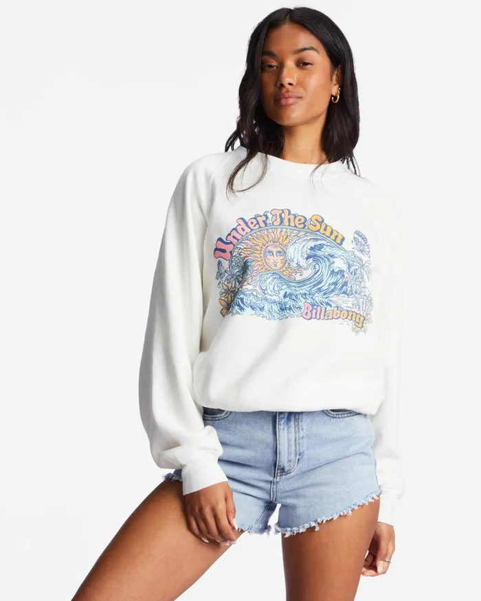 Billabong Here We Go Graphic Crewneck Sweatshirt Salt Crystal 1 Women Hoodies and Fleece Billabong Here We Go Graphic Crewneck Sweatshirt Salt Crystal 1 Women Hoodies and Fleece