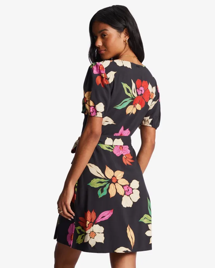 Billabong Hot Tropics Mini Wrap Dress Black Pebble Women Dresses Billabong Hot Tropics Mini Wrap Dress Black Pebble Women Dresses