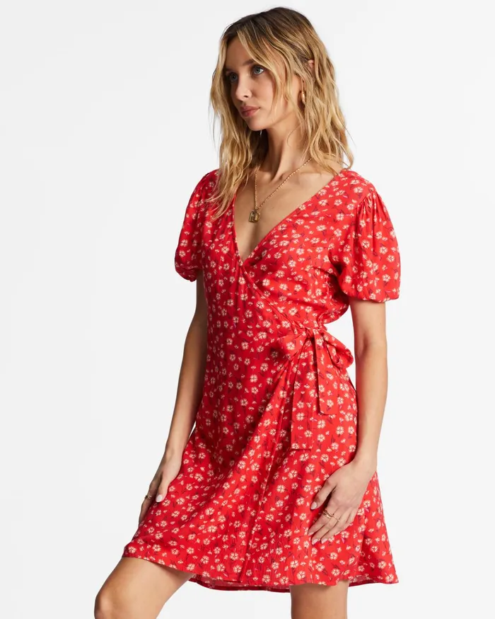Billabong Hot Tropics Mini Wrap Dress Bright Poppy Women Dresses Billabong Hot Tropics Mini Wrap Dress Bright Poppy Women Dresses