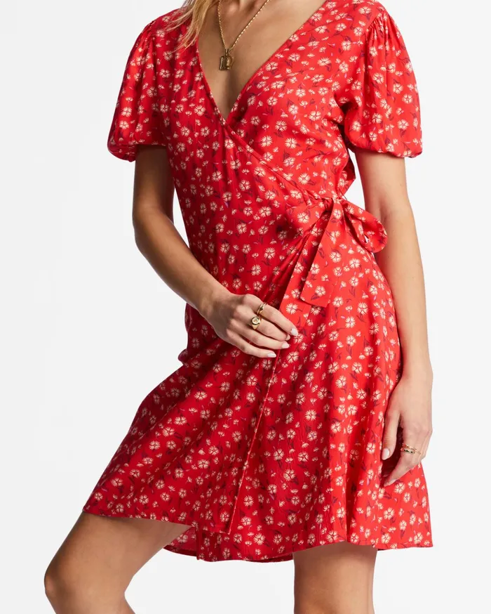 Billabong Hot Tropics Mini Wrap Dress Bright Poppy Women Dresses Billabong Hot Tropics Mini Wrap Dress Bright Poppy Women Dresses