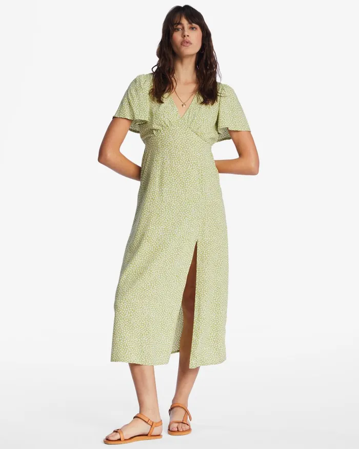 Billabong Jet Set Midi Dress Moss Meadow Women Dresses