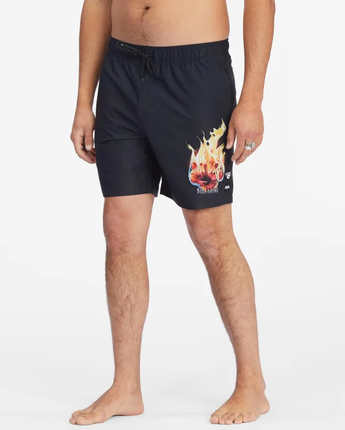 Billabong Kamea Burn Layback Boardshorts 16quot Black Men Elastic Waist Boardshorts