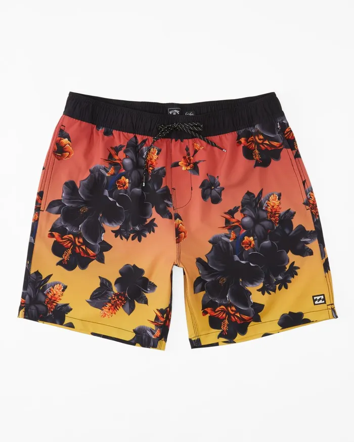 Billabong Kamea Lava Floral Layback 17quot Boardshorts Sunrise Men Elastic Waist Boardshorts Billabong Kamea Lava Floral Layback 17quot Boardshorts Sunrise Men Elastic Waist Boardshorts