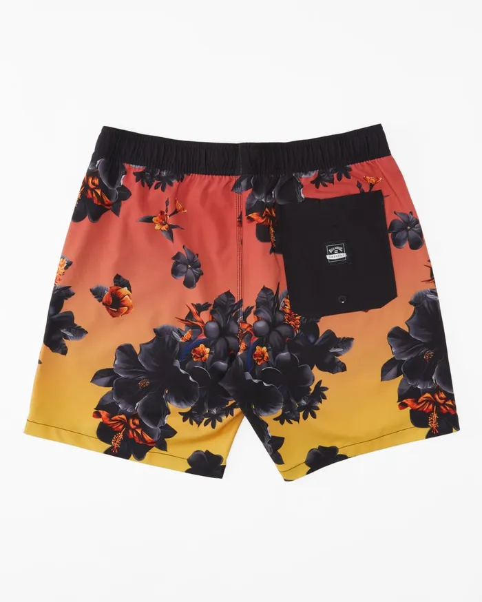 Billabong Kamea Lava Floral Layback 17quot Boardshorts Sunrise Men Elastic Waist Boardshorts Billabong Kamea Lava Floral Layback 17quot Boardshorts Sunrise Men Elastic Waist Boardshorts