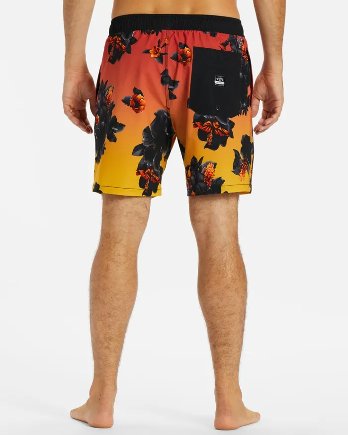 Billabong Kamea Lava Floral Layback 17quot Boardshorts Sunrise Men Elastic Waist Boardshorts Billabong Kamea Lava Floral Layback 17quot Boardshorts Sunrise Men Elastic Waist Boardshorts
