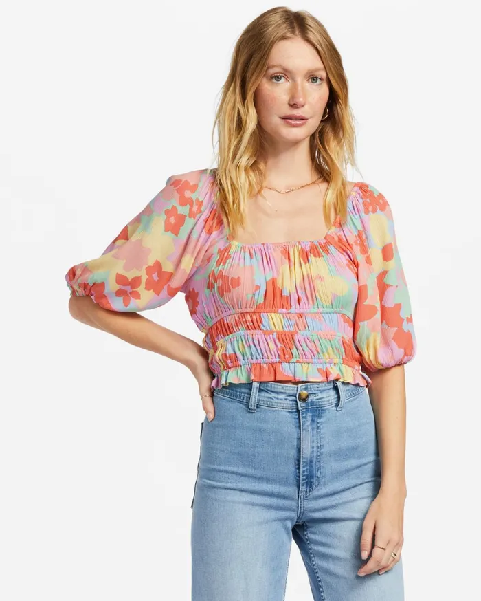 Billabong Keep Dreaming Crop Top Peach Pie Women Tops