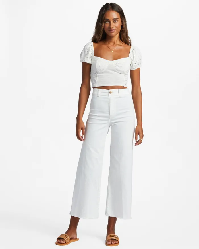 Billabong Last Kiss Puff Sleeve Top Salt Crystal Women Tops Billabong Last Kiss Puff Sleeve Top Salt Crystal Women Tops