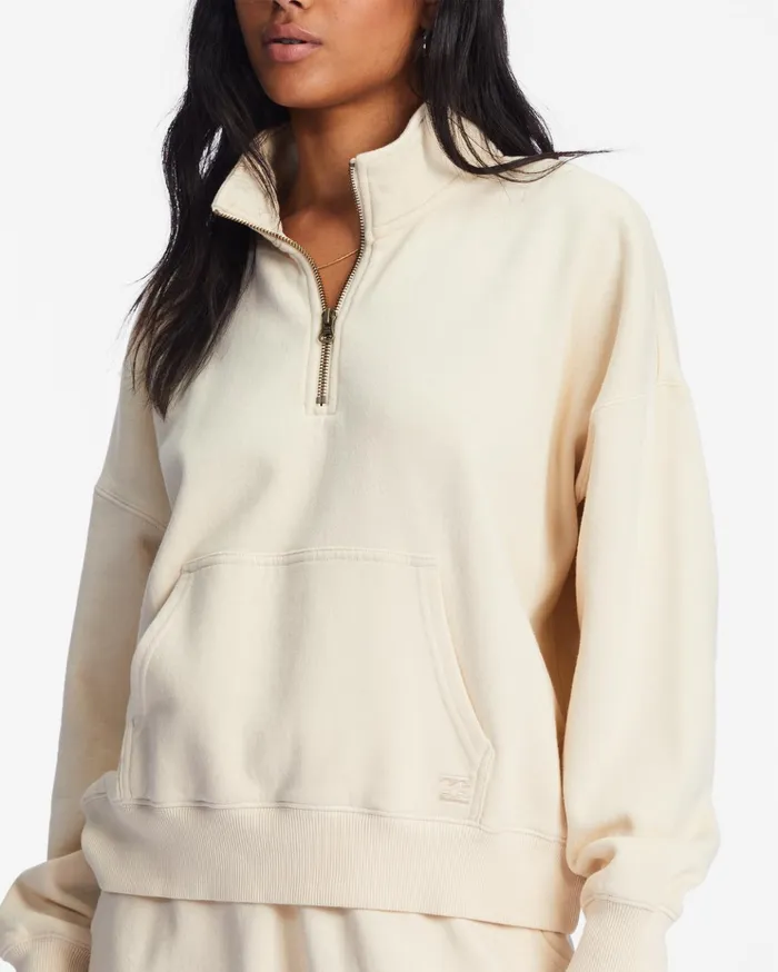 Billabong Lazy Mornings HalfZip Pullover Sweatshirt Antique White Women Hoodies and Fleece Billabong Lazy Mornings HalfZip Pullover Sweatshirt Antique White Women Hoodies and Fleece