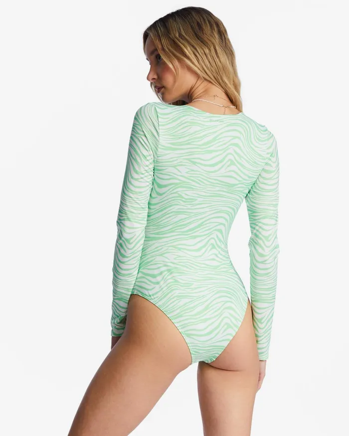 Billabong Lei Low UPF 50 Long Sleeve OnePiece Swimsuit Lime Time Women Rashguards and Bodysuits Billabong Lei Low UPF 50 Long Sleeve OnePiece Swimsuit Lime Time Women Rashguards and Bodysuits