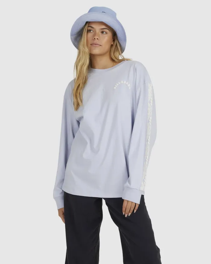 Billabong Lost In 73 Long Sleeve Oversized TShirt Cloud Blue Women Graphic Tees and Tanks Billabong Lost In 73 Long Sleeve Oversized TShirt Cloud Blue Women Graphic Tees and Tanks