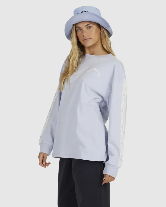 Billabong Lost In 73 Long Sleeve Oversized TShirt Cloud Blue Women Graphic Tees and Tanks Billabong Lost In 73 Long Sleeve Oversized TShirt Cloud Blue Women Graphic Tees and Tanks