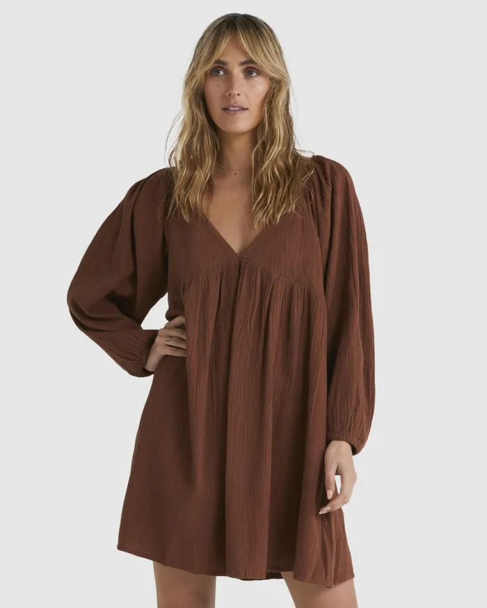 Billabong Luna Mini Dress Dark Choc Women Dresses