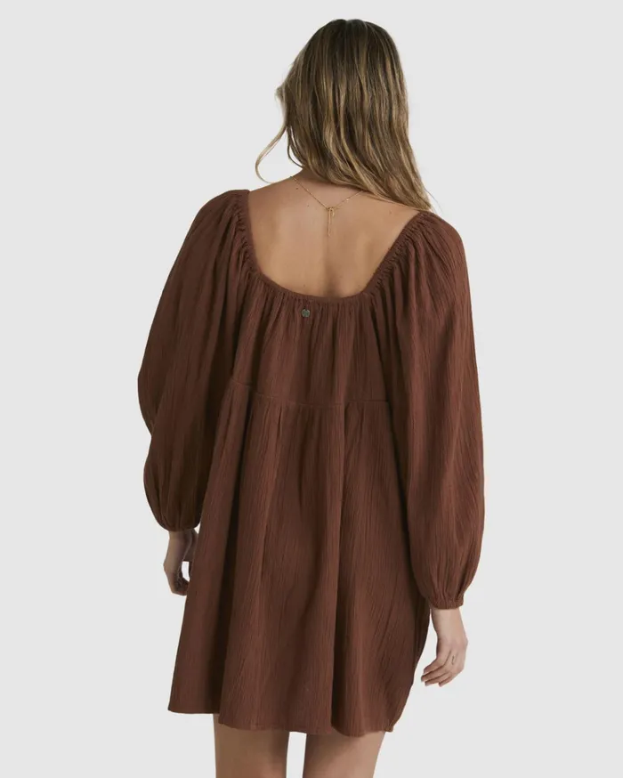Billabong Luna Mini Dress Dark Choc Women Dresses Billabong Luna Mini Dress Dark Choc Women Dresses