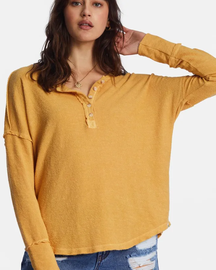Billabong New Anyday Henley Top Gold Coast Women Tops Billabong New Anyday Henley Top Gold Coast Women Tops