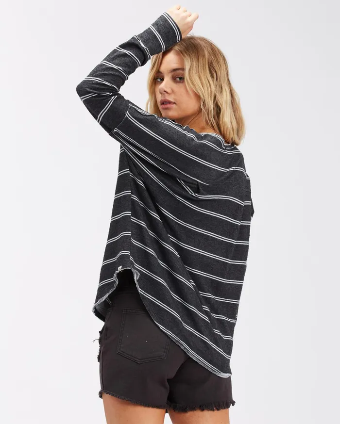 Billabong New Anyday Henley Top Off Black Women Tops Billabong New Anyday Henley Top Off Black Women Tops