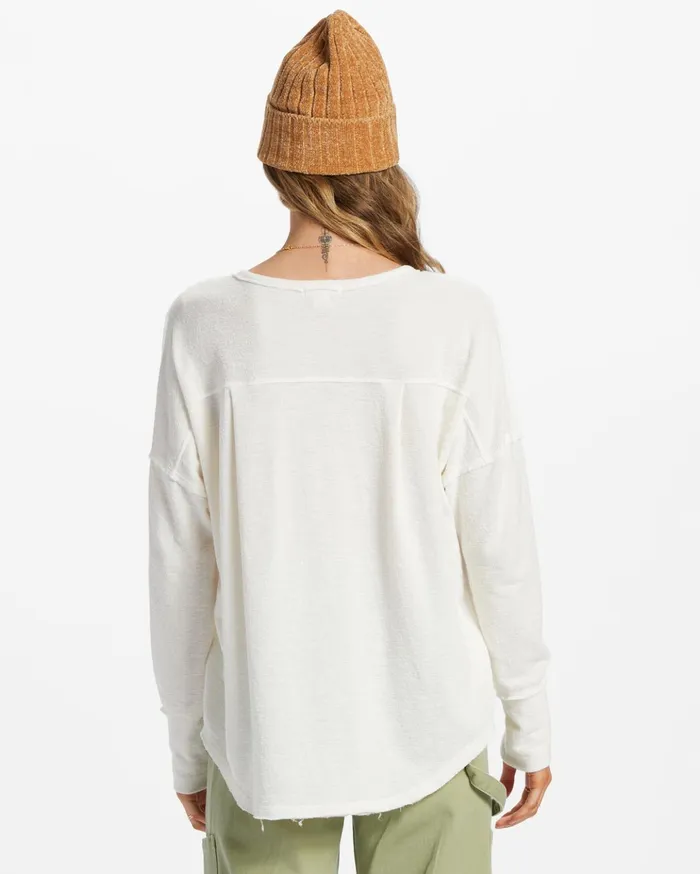 Billabong New Anyday Henley Top Salt Crystal Women Tops Billabong New Anyday Henley Top Salt Crystal Women Tops