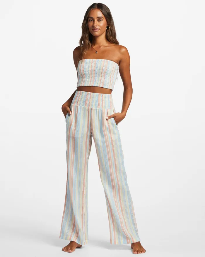 Billabong New Waves 2 Elastic Waist Pants Salt Crystal 6 Women Pants
