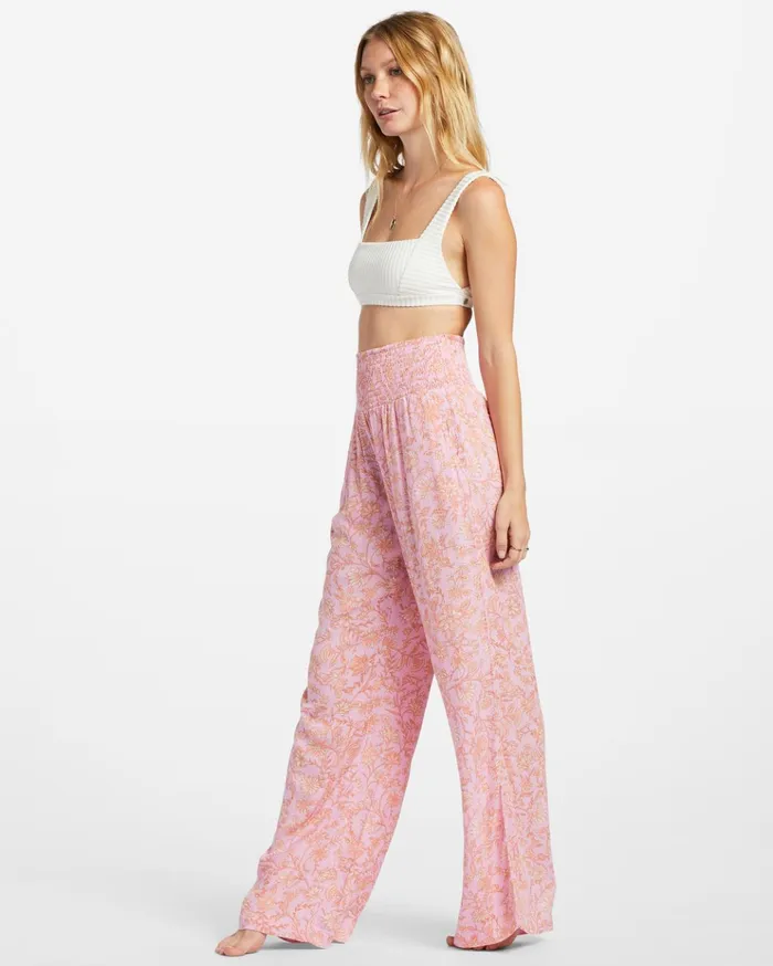 Billabong New Waves 2 WideLeg Pants Pink Trails Women Essentials Billabong New Waves 2 WideLeg Pants Pink Trails Women Essentials