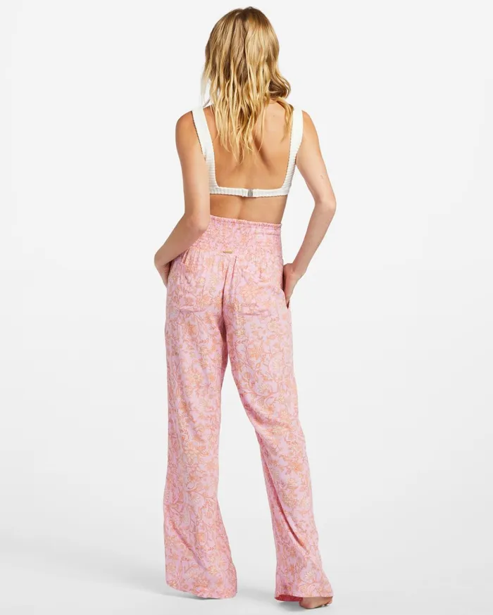 Billabong New Waves 2 WideLeg Pants Pink Trails Women Essentials Billabong New Waves 2 WideLeg Pants Pink Trails Women Essentials
