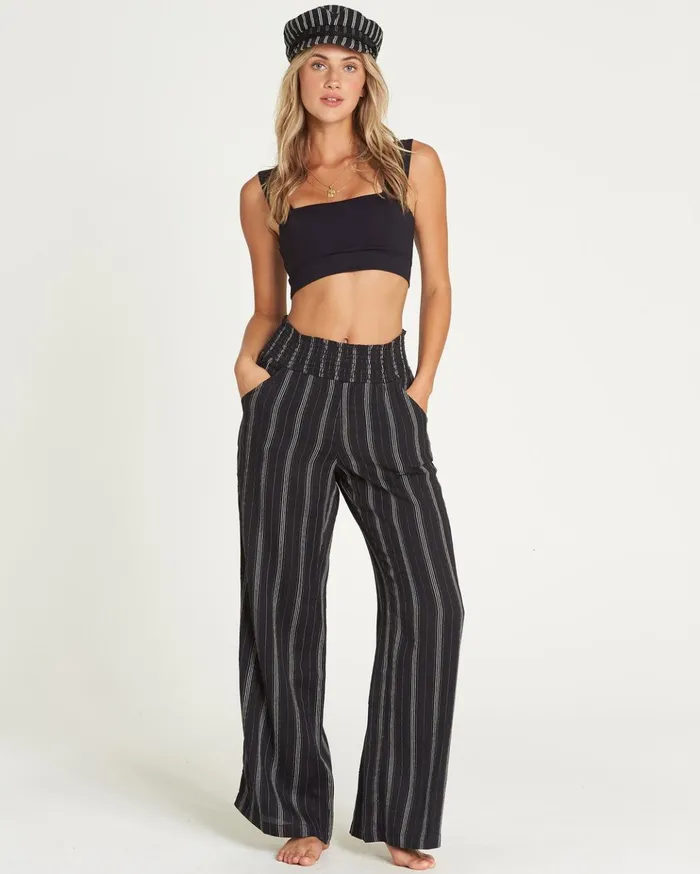 Billabong New Waves Striped Beach Pants Black Women Pants Billabong New Waves Striped Beach Pants Black Women Pants