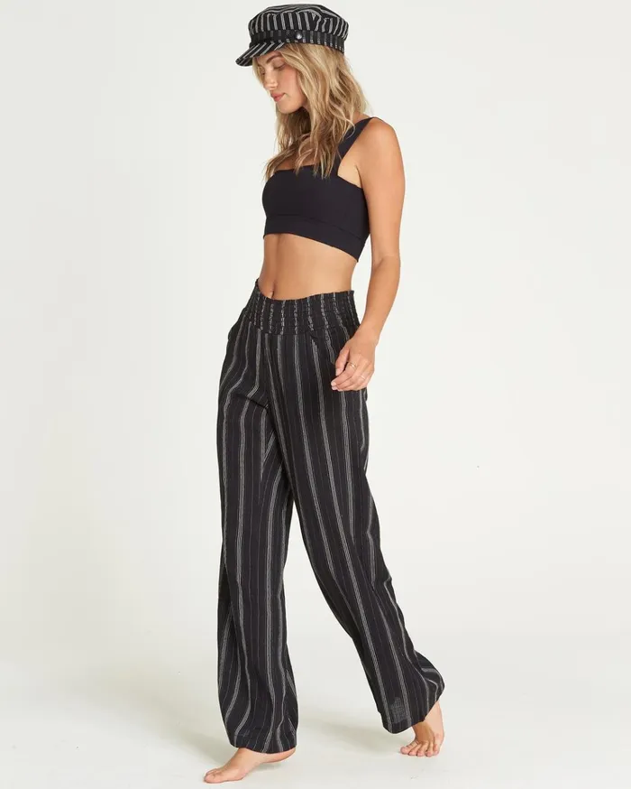 Billabong New Waves Striped Beach Pants Black Women Pants Billabong New Waves Striped Beach Pants Black Women Pants