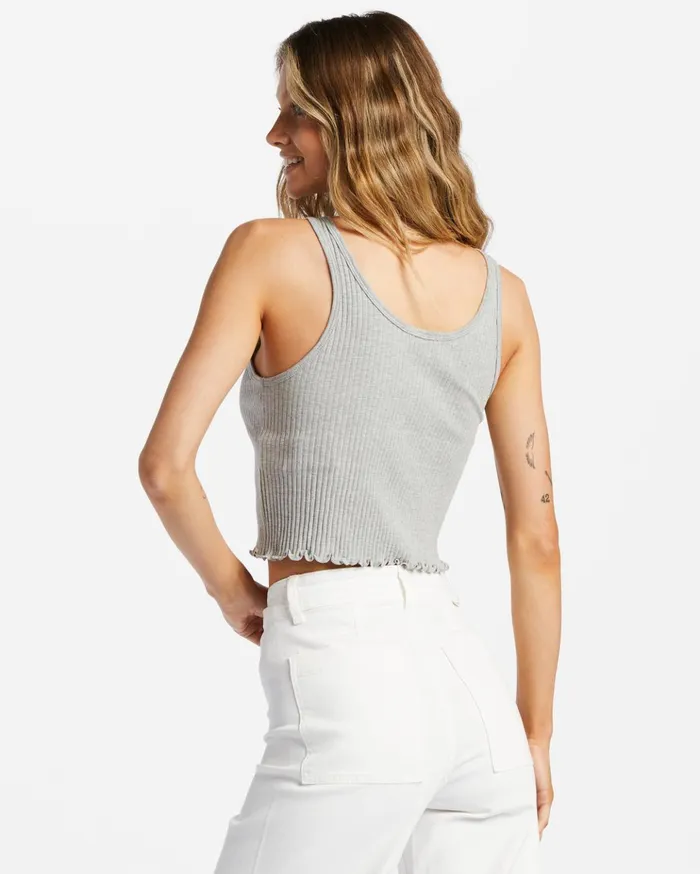 Billabong Notch Tank Ribbed Tank Top Athletic Grey Women Essentials Billabong Notch Tank Ribbed Tank Top Athletic Grey Women Essentials