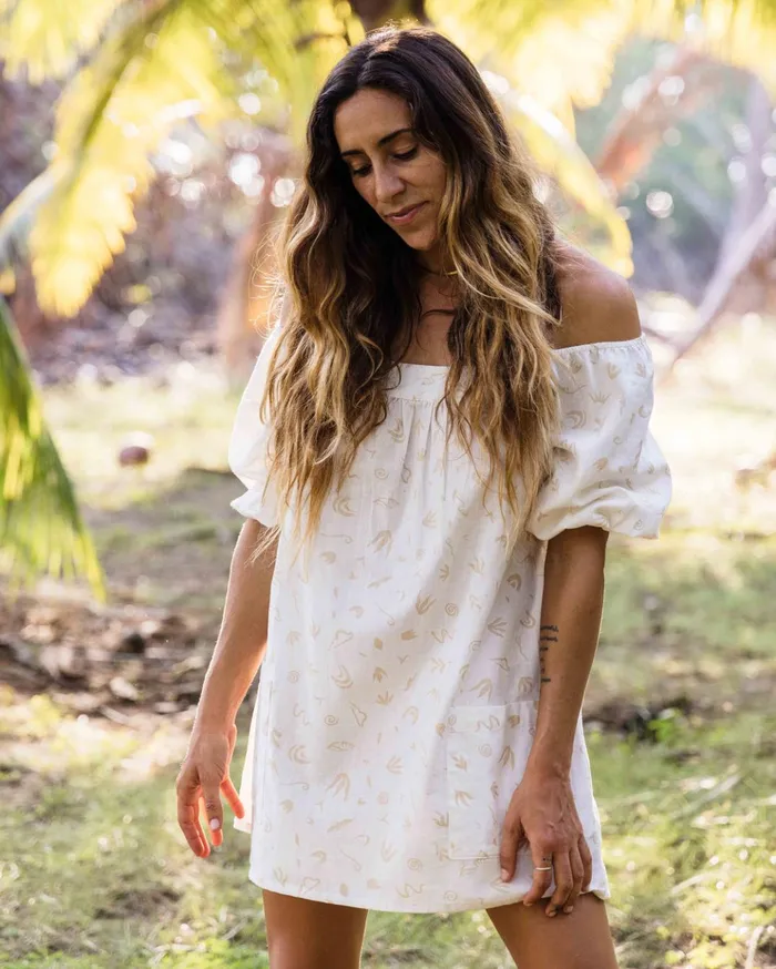 Billabong On The Shore Babydoll Mini Dress Natural Women Dresses