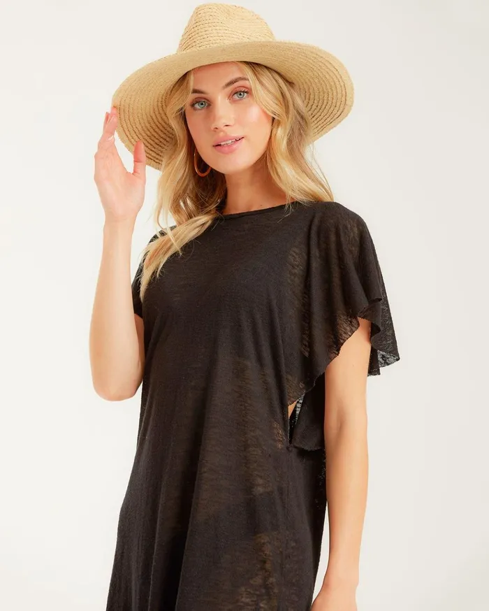 Billabong Out For Waves CoverUp Dress Black Pebble Women Dresses Billabong Out For Waves CoverUp Dress Black Pebble Women Dresses