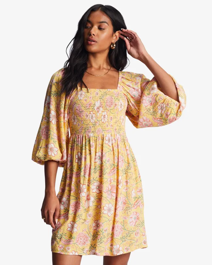 Billabong Paradise Days Mini Dress Golden Peach Women Dresses