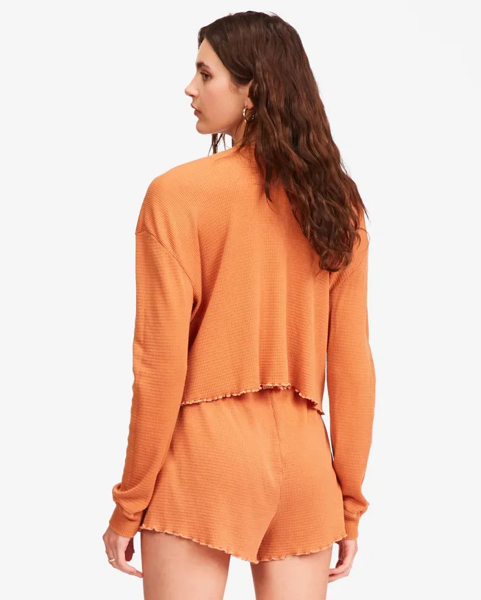 Billabong Pick Me Up Waffle Knit Long Sleeve Top Toffee Women Tops Billabong Pick Me Up Waffle Knit Long Sleeve Top Toffee Women Tops