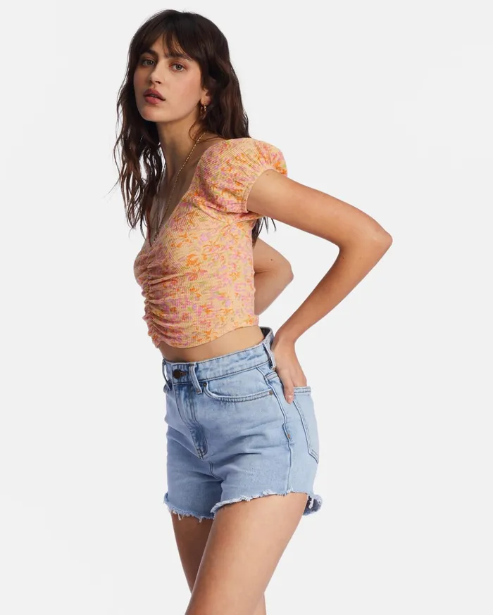 Billabong Pretty Sweet Crop Top Peach Punch Women Tops Billabong Pretty Sweet Crop Top Peach Punch Women Tops