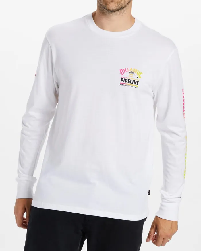 Billabong Pro Pipeline Poster Long Sleeve TShirt White Men TShirts