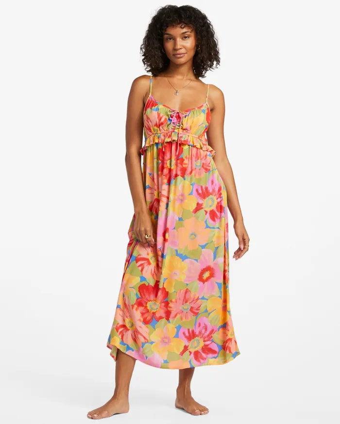 Billabong Rebel Heart Midi Slip Dress Multi 2 Women Dresses