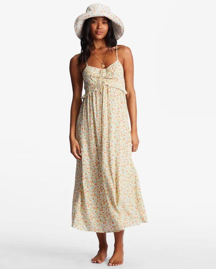 Billabong Rebel Heart Midi Slip Dress Salt Crystal Women Dresses