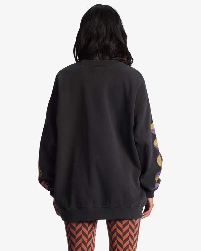Billabong Ride In Oversized Crewneck Sweatshirt Black Sands Women Hoodies and Fleece Billabong Ride In Oversized Crewneck Sweatshirt Black Sands Women Hoodies and Fleece