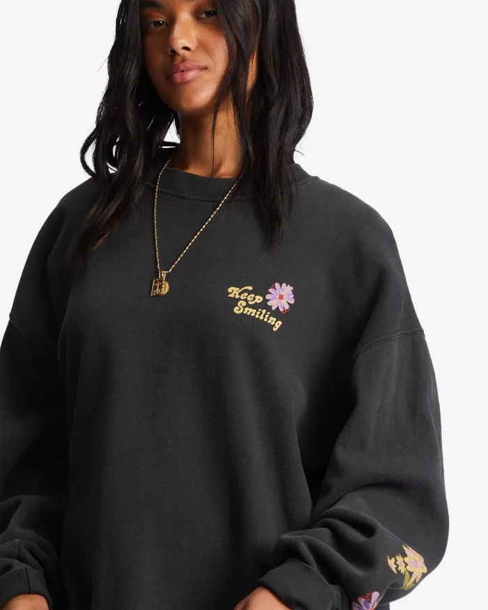 Billabong Ride In Oversized Crewneck Sweatshirt Black Sands Women Hoodies and Fleece Billabong Ride In Oversized Crewneck Sweatshirt Black Sands Women Hoodies and Fleece