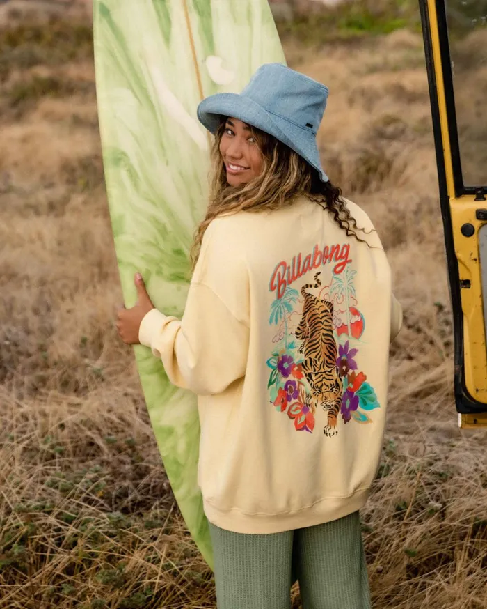 Billabong Ride In Oversized Crewneck Sweatshirt Sol Rise Women Hoodies and Fleece Billabong Ride In Oversized Crewneck Sweatshirt Sol Rise Women Hoodies and Fleece