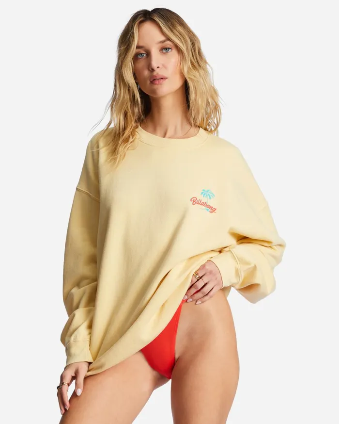 Billabong Ride In Oversized Crewneck Sweatshirt Sol Rise Women Hoodies and Fleece Billabong Ride In Oversized Crewneck Sweatshirt Sol Rise Women Hoodies and Fleece