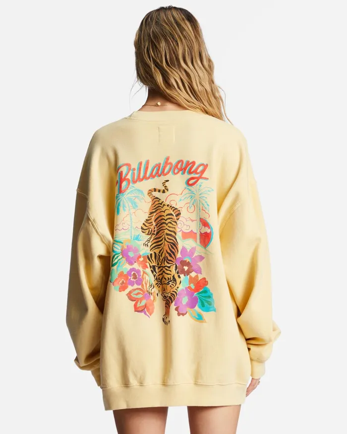 Billabong Ride In Oversized Crewneck Sweatshirt Sol Rise Women Hoodies and Fleece Billabong Ride In Oversized Crewneck Sweatshirt Sol Rise Women Hoodies and Fleece