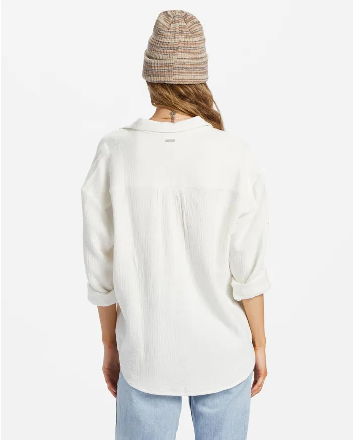 Billabong Right On Long Sleeve Shirt Salt Crystal Women Tops Billabong Right On Long Sleeve Shirt Salt Crystal Women Tops
