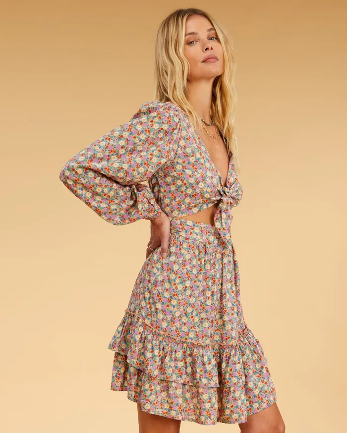 Billabong Salty Blonde Ditsy Dreamer Long Sleeve Mini Dress Multi Women Dresses Billabong Salty Blonde Ditsy Dreamer Long Sleeve Mini Dress Multi Women Dresses