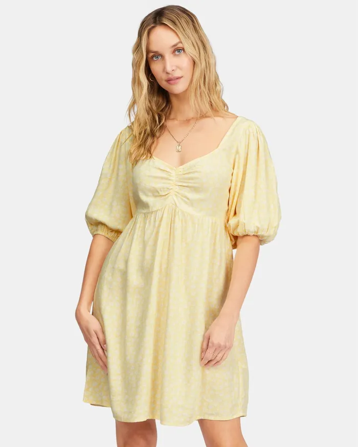 Billabong Sea Side Babydoll Dress Salt Crystal Women Dresses