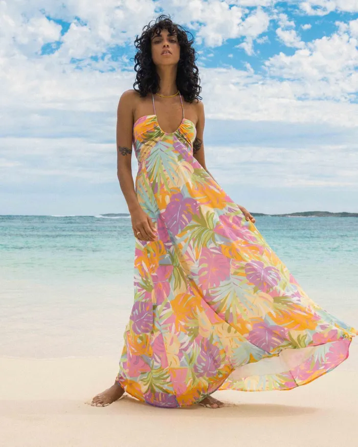 Billabong So Groovy Halter Maxi Dress WhiteMulti Women Dresses