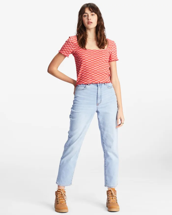 Billabong Squared Away Knit Top Pink Skies Women Tops Billabong Squared Away Knit Top Pink Skies Women Tops