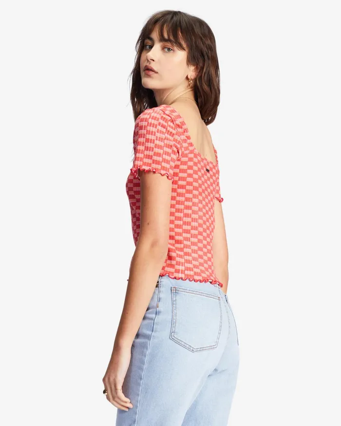 Billabong Squared Away Knit Top Pink Skies Women Tops Billabong Squared Away Knit Top Pink Skies Women Tops