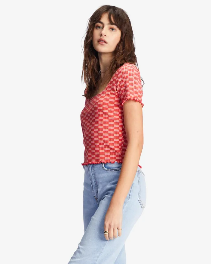 Billabong Squared Away Knit Top Pink Skies Women Tops Billabong Squared Away Knit Top Pink Skies Women Tops