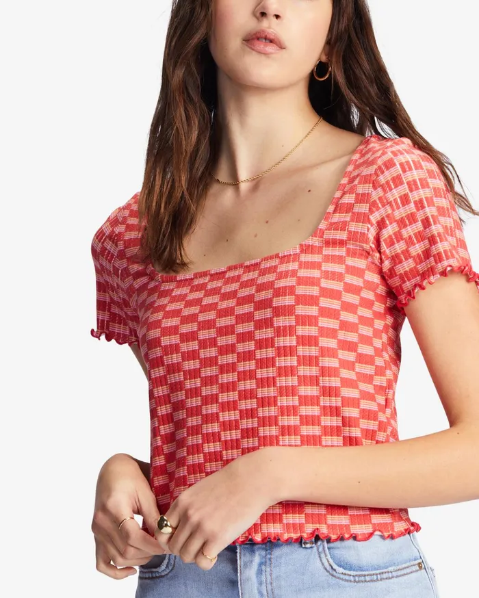 Billabong Squared Away Knit Top Pink Skies Women Tops Billabong Squared Away Knit Top Pink Skies Women Tops