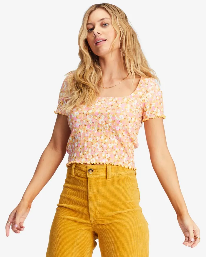 Billabong Squared Away Knit Top White Multi Women Tops