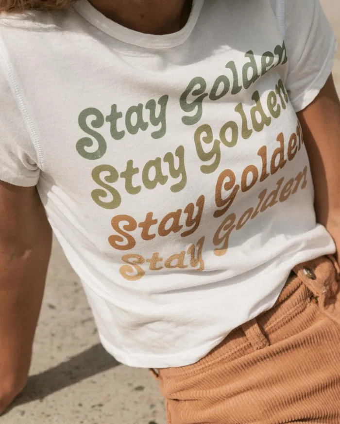 Billabong Stay Golden TShirt Salt Crystal Women Graphic Tees and Tanks