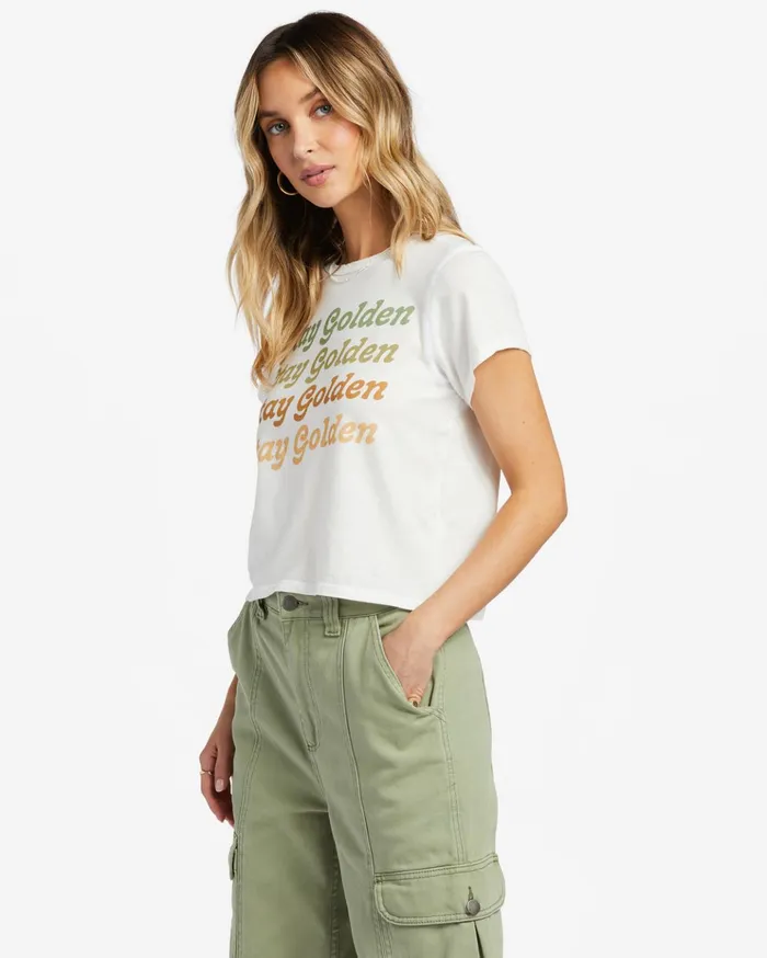 Billabong Stay Golden TShirt Salt Crystal Women Graphic Tees and Tanks Billabong Stay Golden TShirt Salt Crystal Women Graphic Tees and Tanks